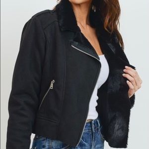 Faux Fur Moto Jacket